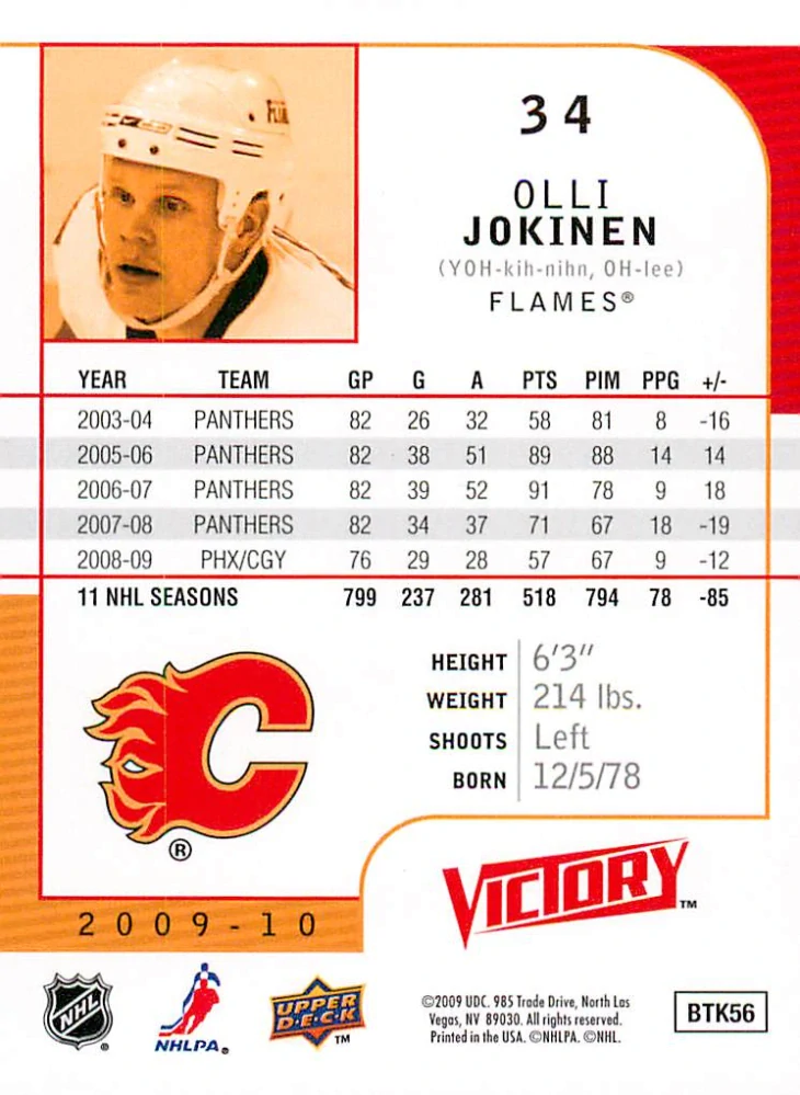 2009-10 UD Victory - Olli Jokinen #34