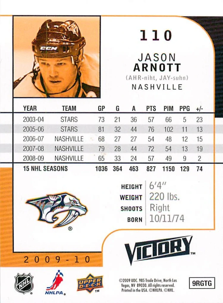 2009-10 UD Victory - Jason Arnott #110