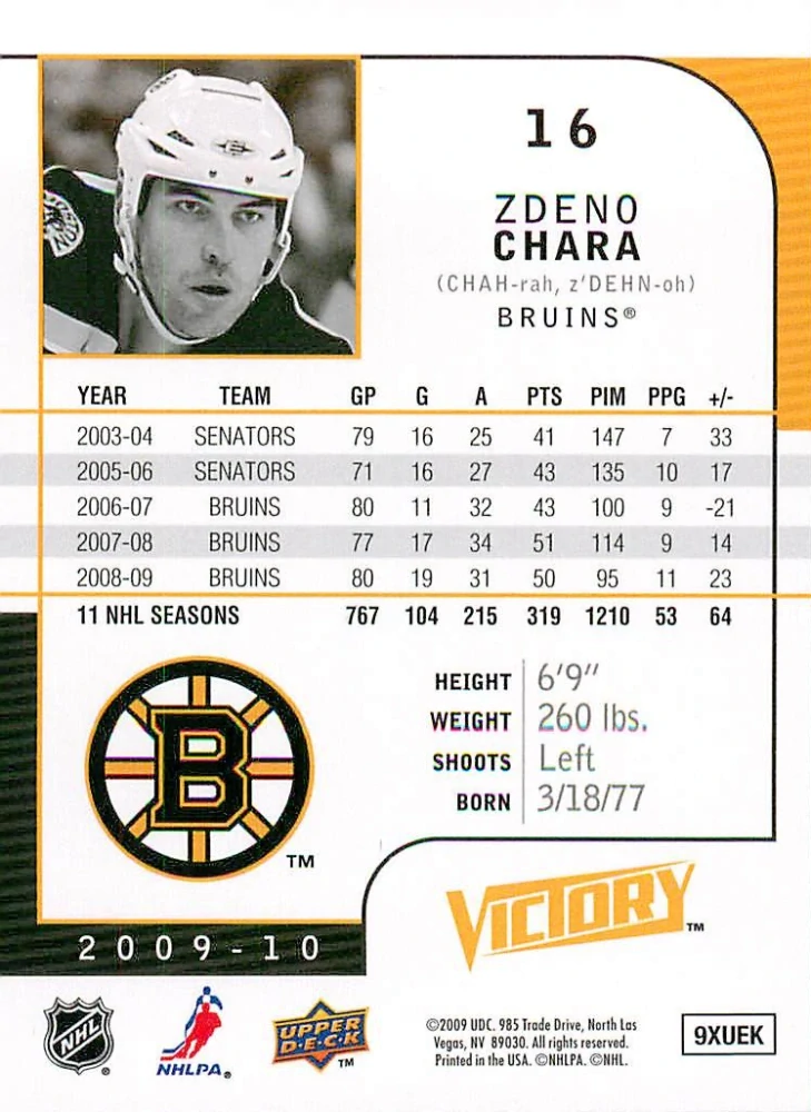 2009-10 UD Victory - Zdeno Chára #16