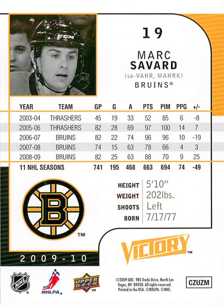 2009-10 UD Victory - Marc Savard #19