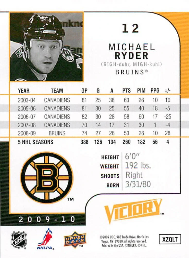 2009-10 UD Victory - Michael Ryder #12