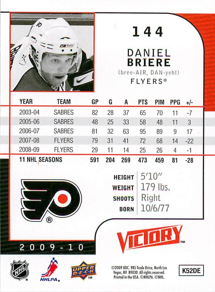 2009-10 UD Victory - Daniel Briere #144