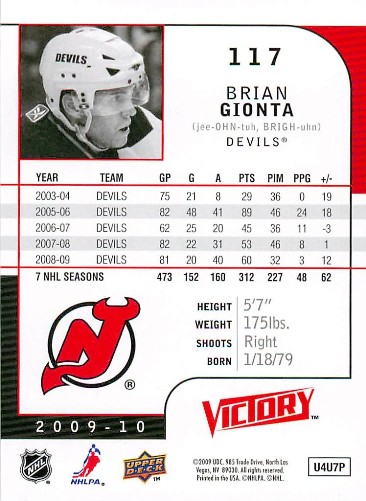2009-10 UD Victory - Brian Gionta #117