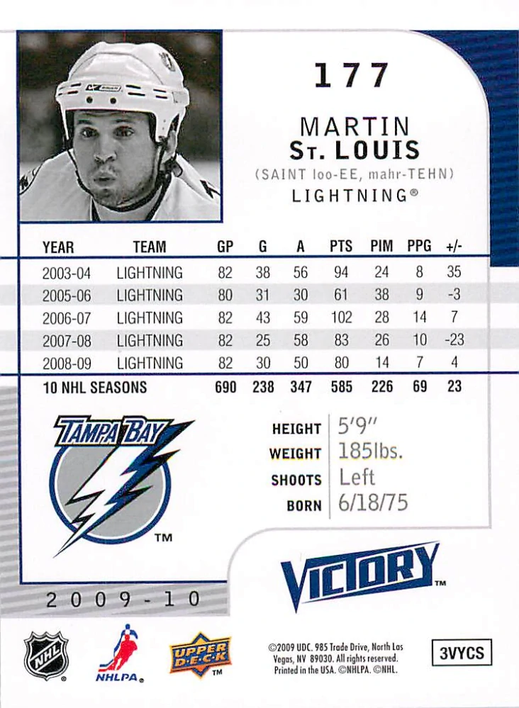 2009-10 UD Victory - Martin St.Louis #177