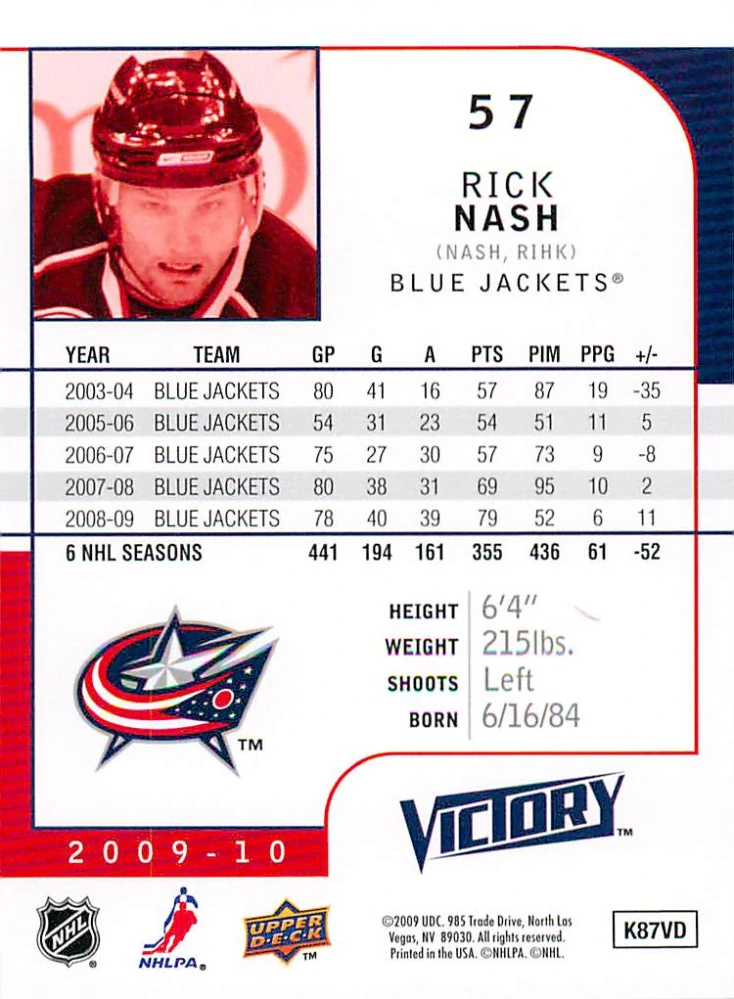 2009-10 UD Victory - Rick Nash #57