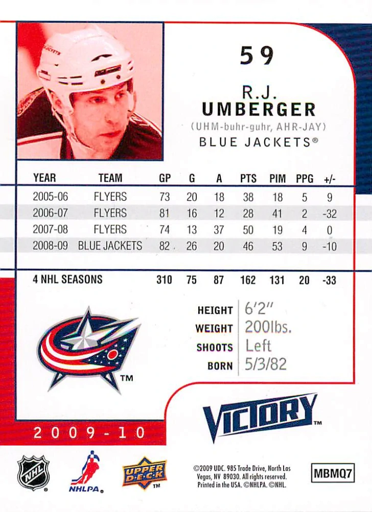 2009-10 UD Victory - R.J. Umberger #59