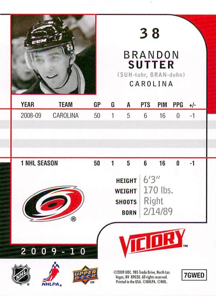 2009-10 UD Victory - Brandon Sutter #38