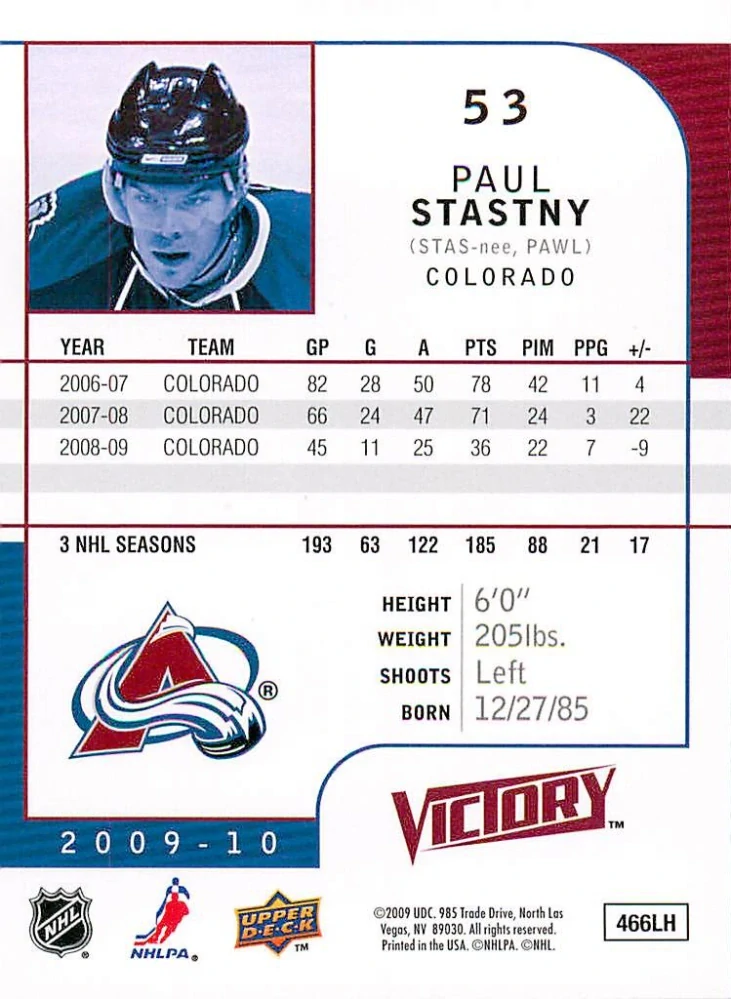 2009-10 UD Victory - Paul Stastny #53