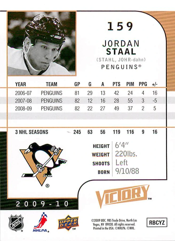 2009-10 UD Victory - Jordan Staal #159