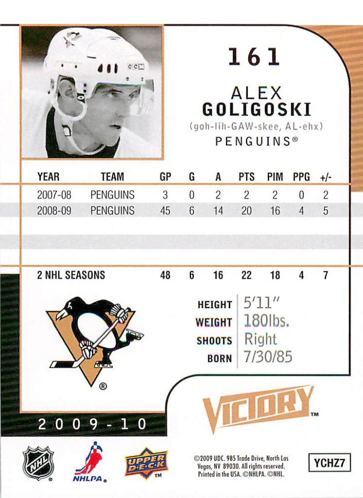 2009-10 UD Victory - Alex Goligoski #161