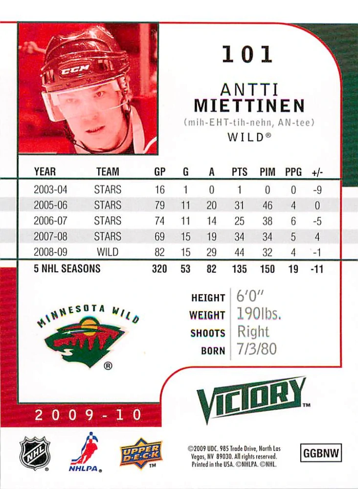2009-10 UD Victory - Antti Miettinen #101