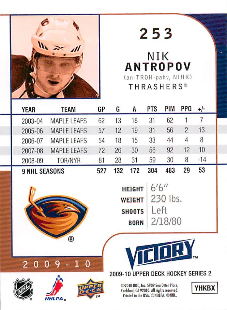 2009-10 UD Victory - Nik Antropov #253