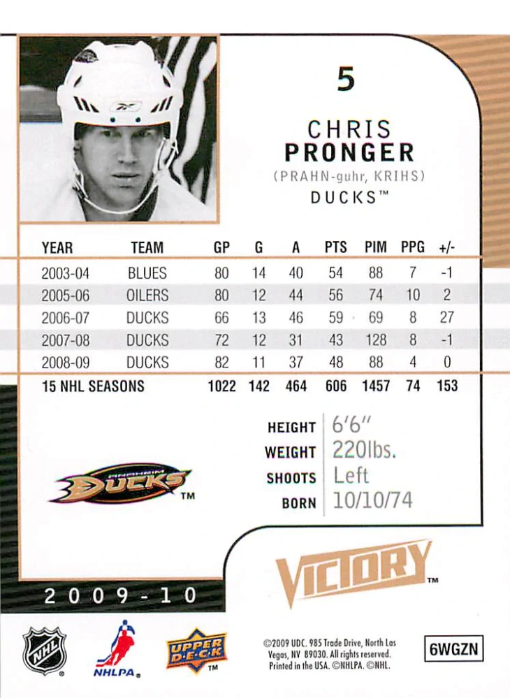 2009-10 UD Victory - Chris Pronger #5