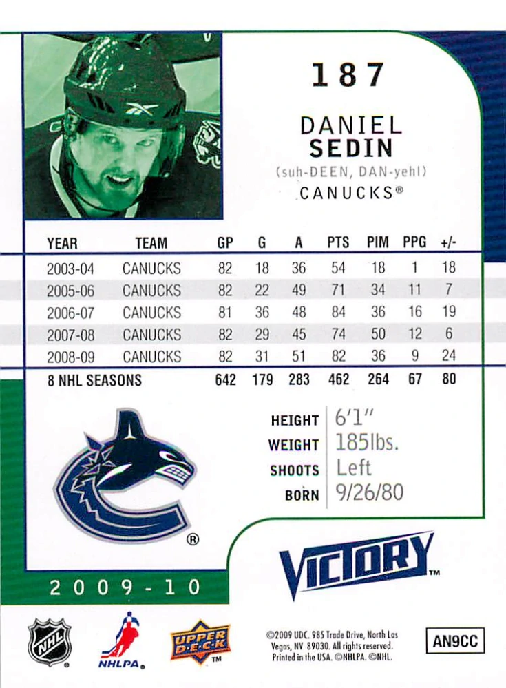 2009-10 UD Victory - Daniel Sedin #187