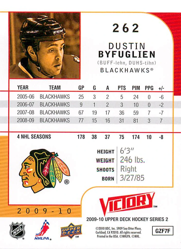 2009-10 UD Victory - Dustin Byfuglien #262