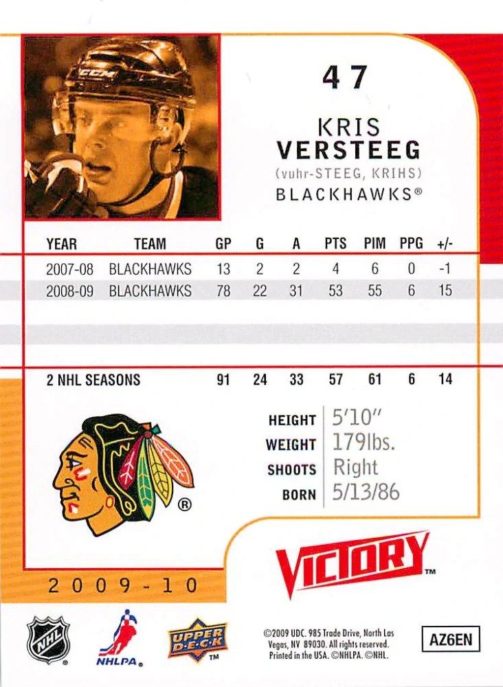 2009-10 UD Victory - Kris Versteeg #47