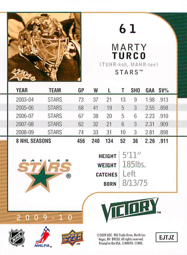 2009-10 UD Victory - Marty Turco #61