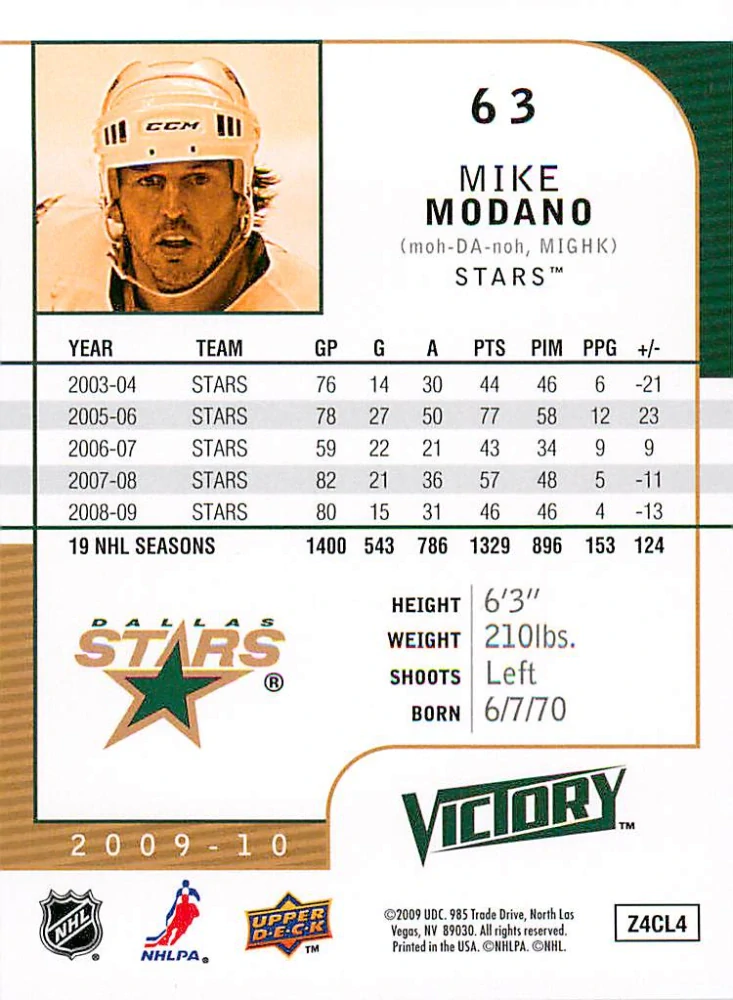 2009-10 UD Victory - Mike Modano #63