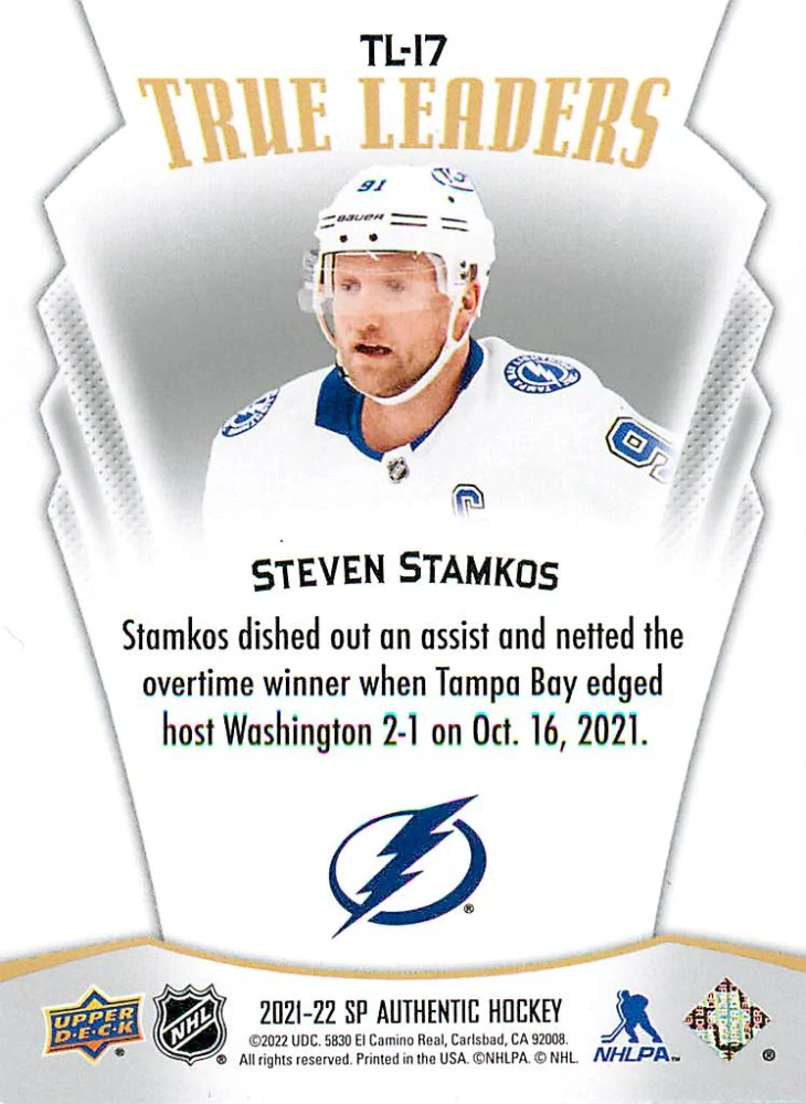 2021-22 UD SP Authentic - Steven Stamkos - True Leaders #TL-17