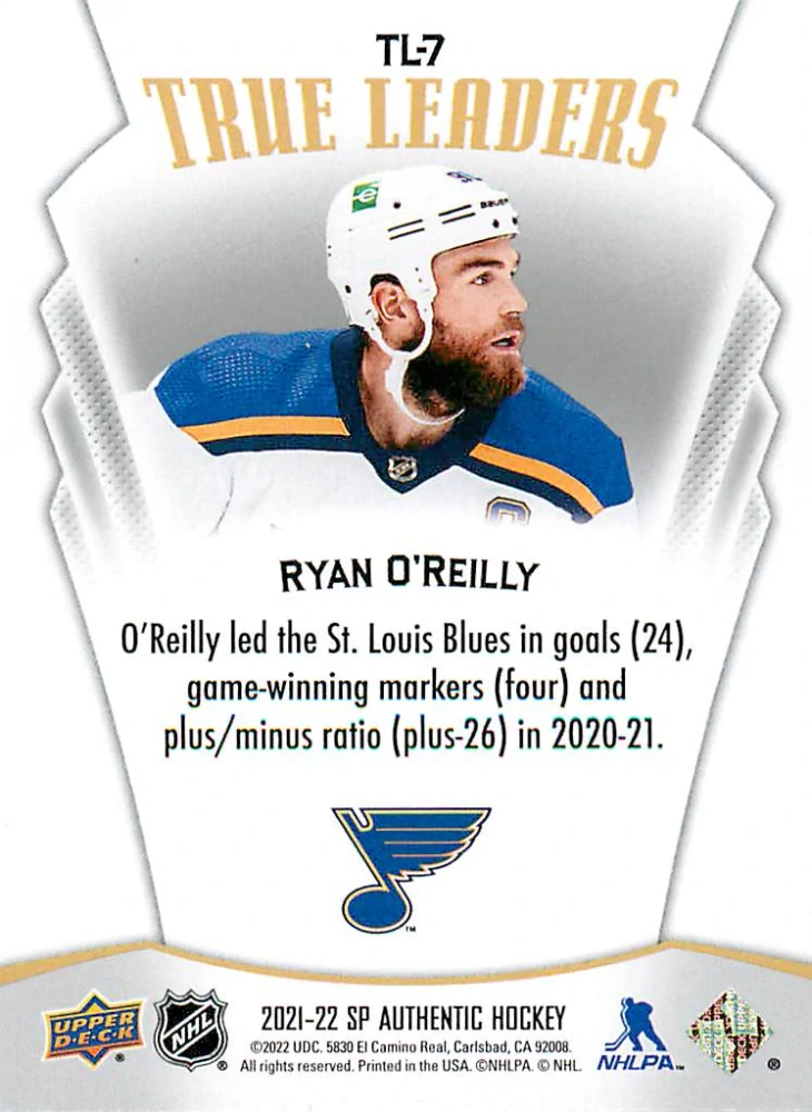 2021-22 UD SP Authentic - Ryan O'Reilly - True Leaders #TL-7