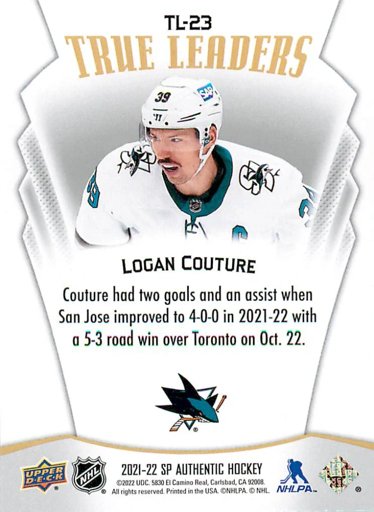 2021-22 UD SP Authentic - Logan Couture - True Leaders #TL-23