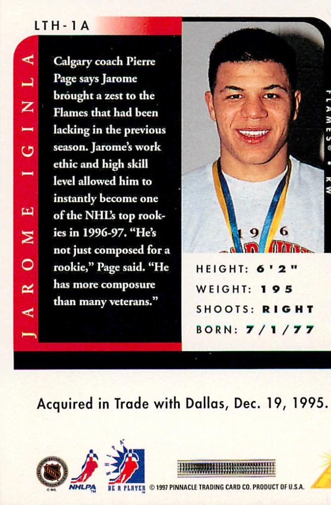 1996-97 Pinnacle Be a Player - Jarome Iginla - Link 2 History #LTH-1A