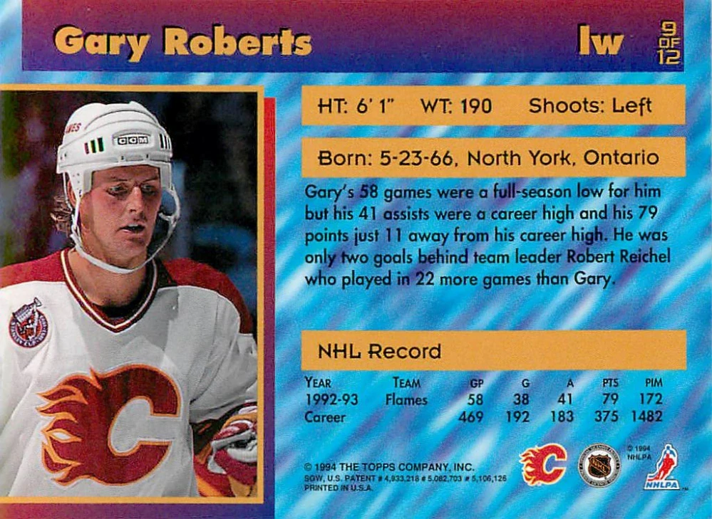 1993-94 Topps Stadium Club - Gary Roberts - Finest #9