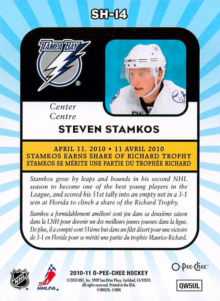 2010-11 UD O-Pee-Chee - Steven Stamkos - Season Highlights #SH-14