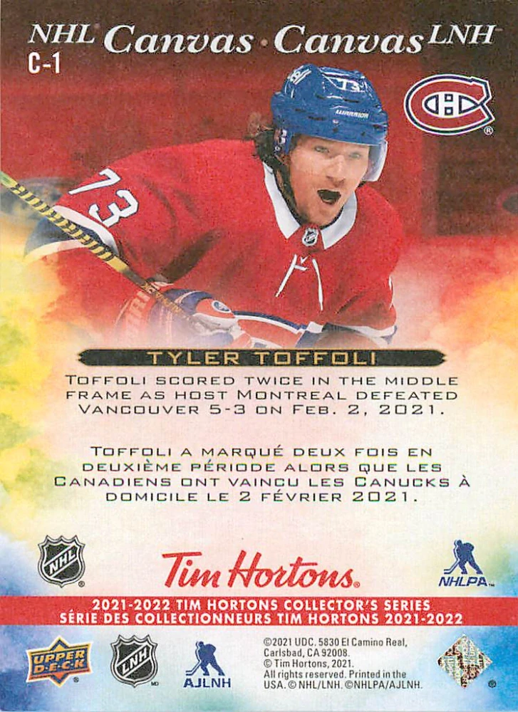 2021-22 UD Tim Hortons Collector's Series - Tyler Toffoli - NHL Canvas #C-1