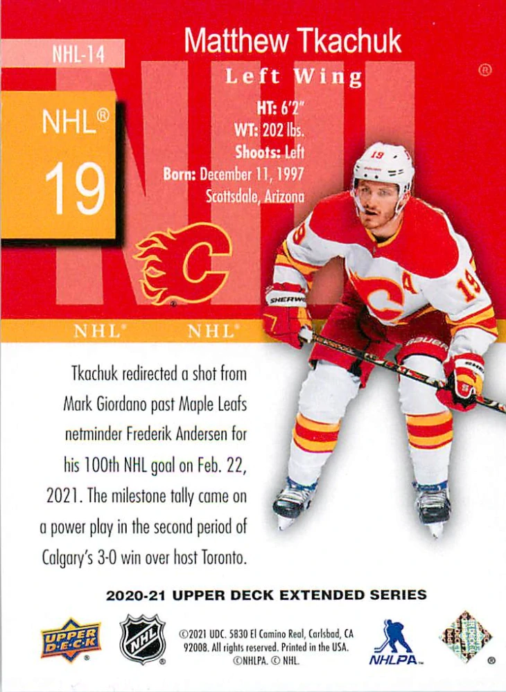 2020-21 UD Extended Series - Matthew Tkachuk - HoloGrFX NHL #NHL-14