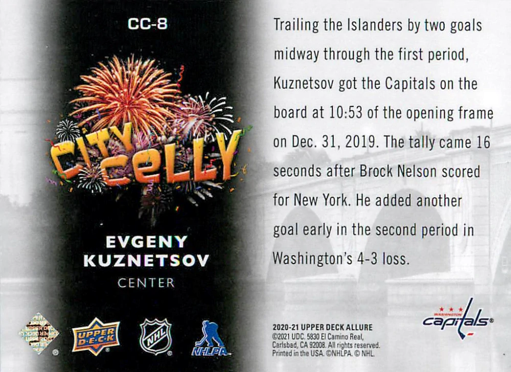 2020-21 UD Allure - Evgeny Kuznetsov - City Celly #CC-8