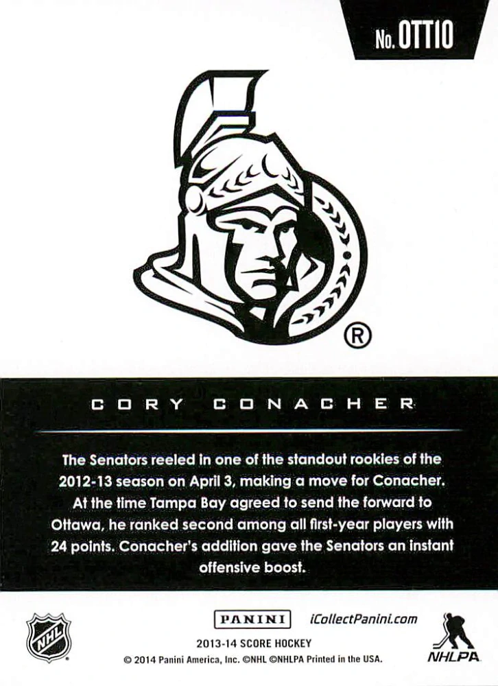 2013-14 Score - Cory Conacher - Hot Rookies #OTT10