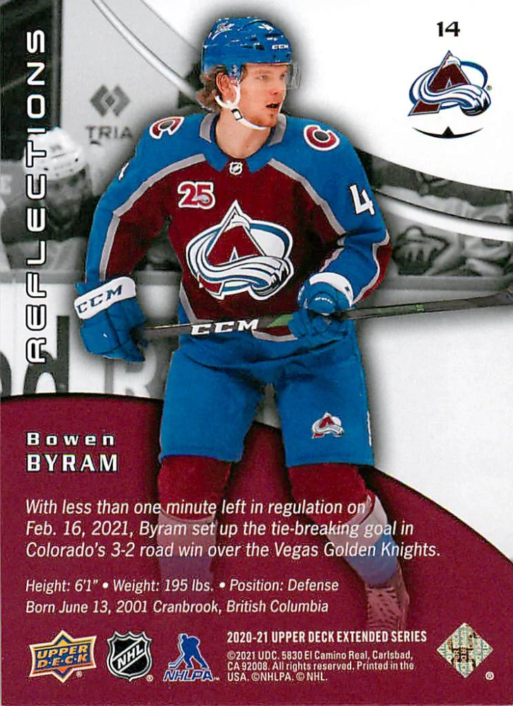 2020-21 UD Extended Series - Bowen Byram - Reflections #14