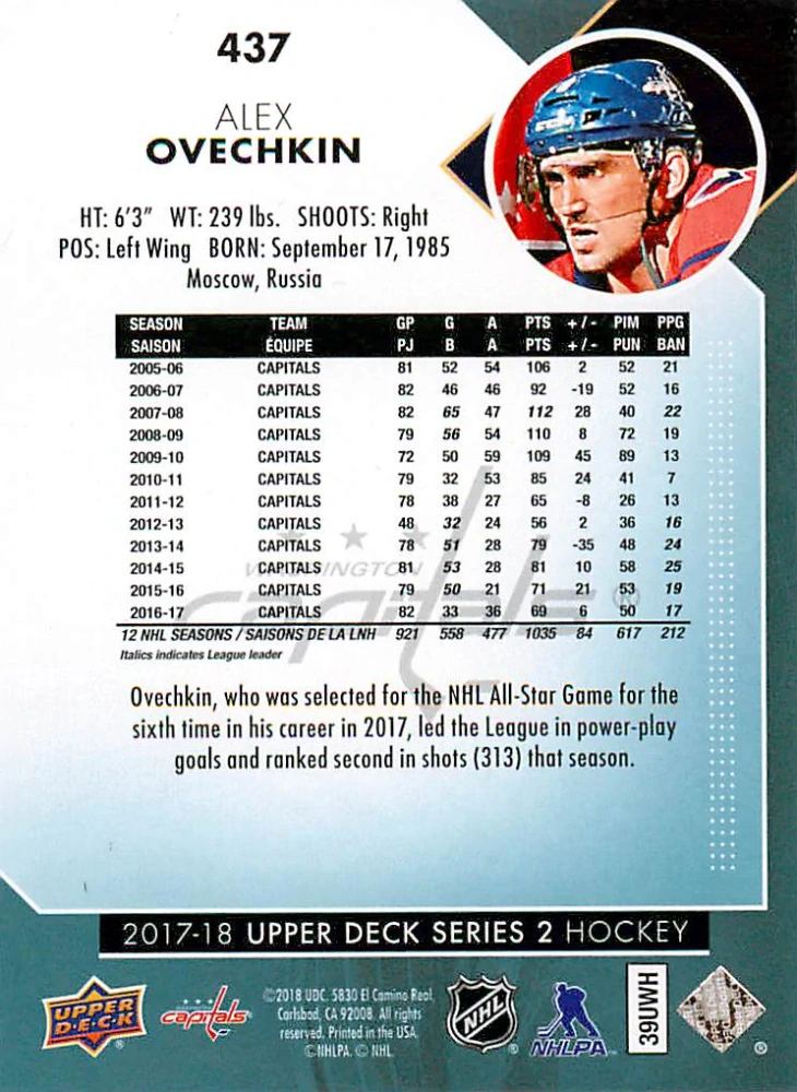 2017-18 UD Series 2 - Alex Ovechkin #437