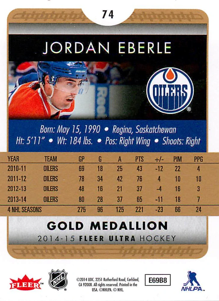 2014-15 Fleer Ultra - Jordan Eberle - Gold Medallion #74