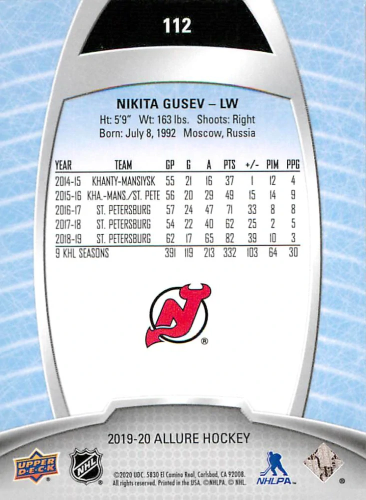 2019-20 UD Allure - Nikita Gusev - Pink Diamond #112