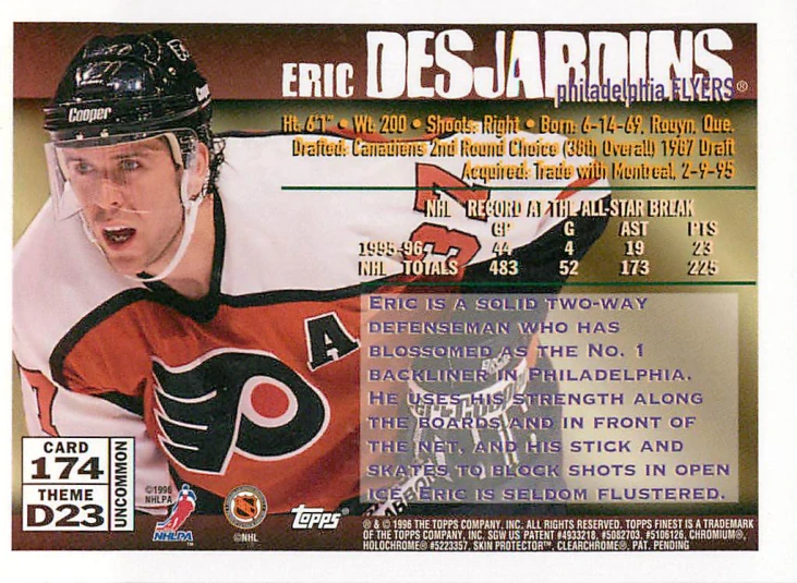 1995-96 Topps Finest - Eric Desjardins #174