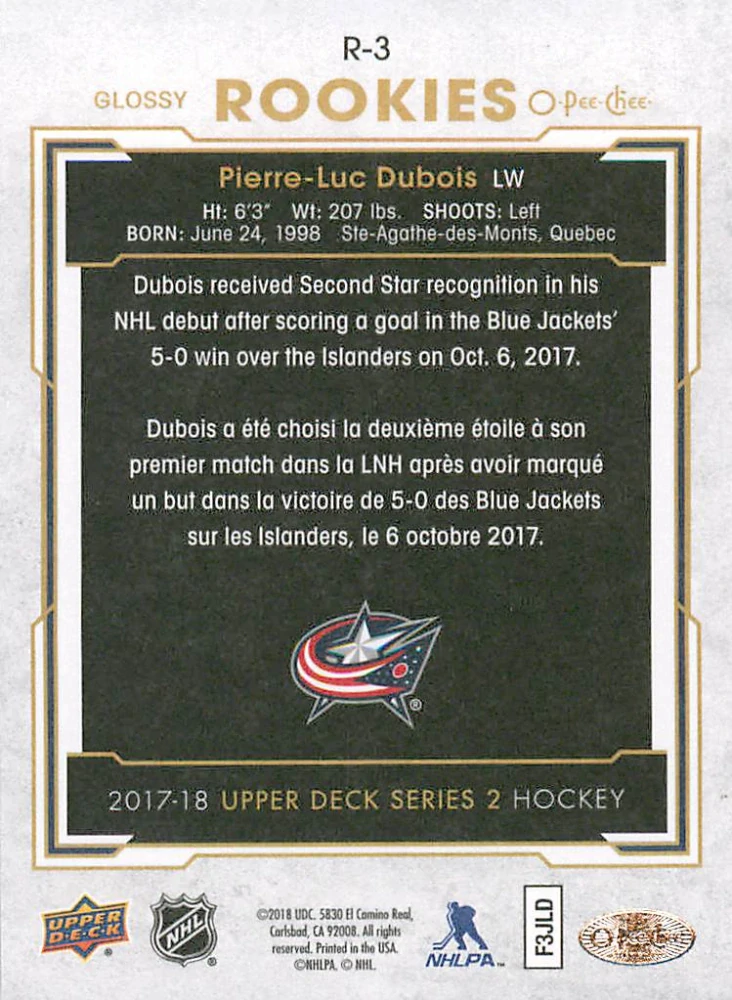 2017-18 UD Series 2 - Pierre-Luc Dubois - OPC Glossy Rookies #R-3