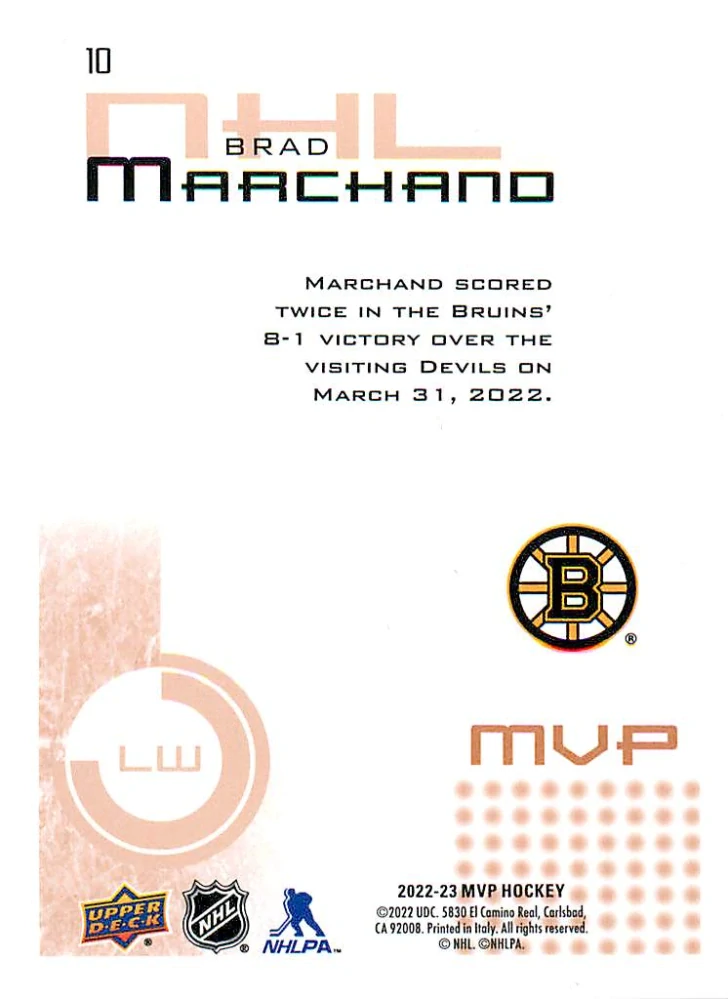 2022-23 UD MVP - Brad Marchand - Retro #10