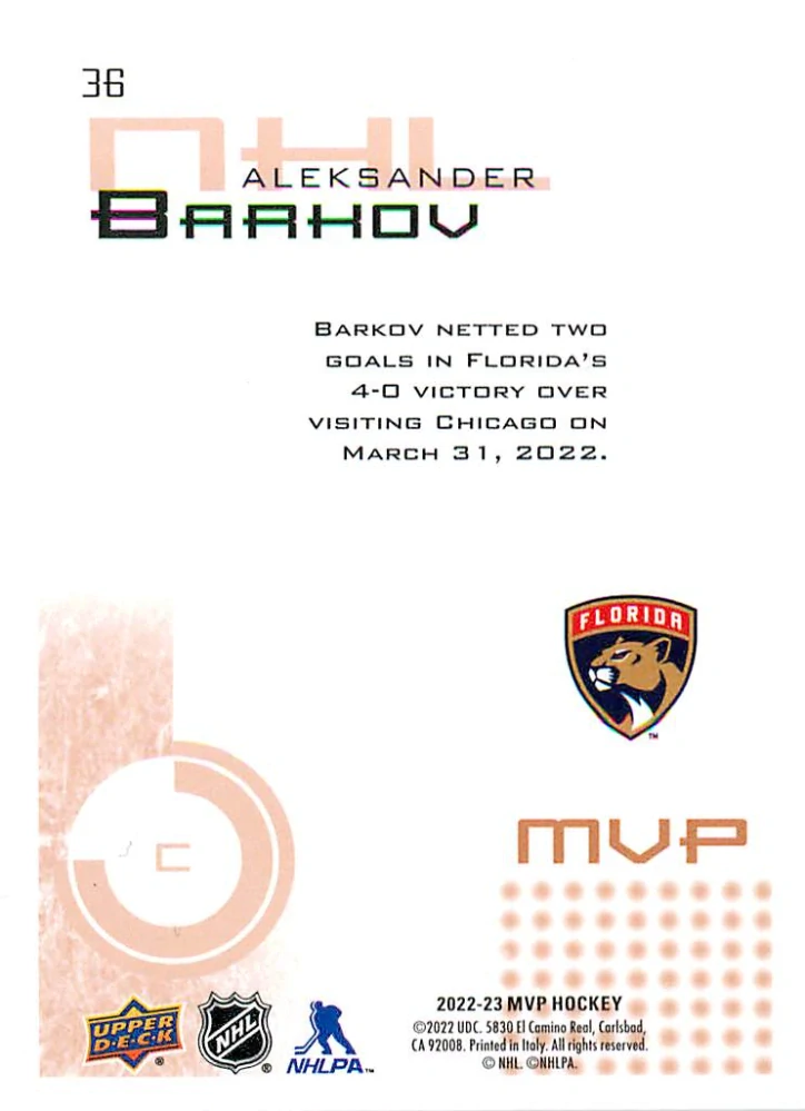 2022-23 UD MVP - Aleksander Barkov - Retro #36