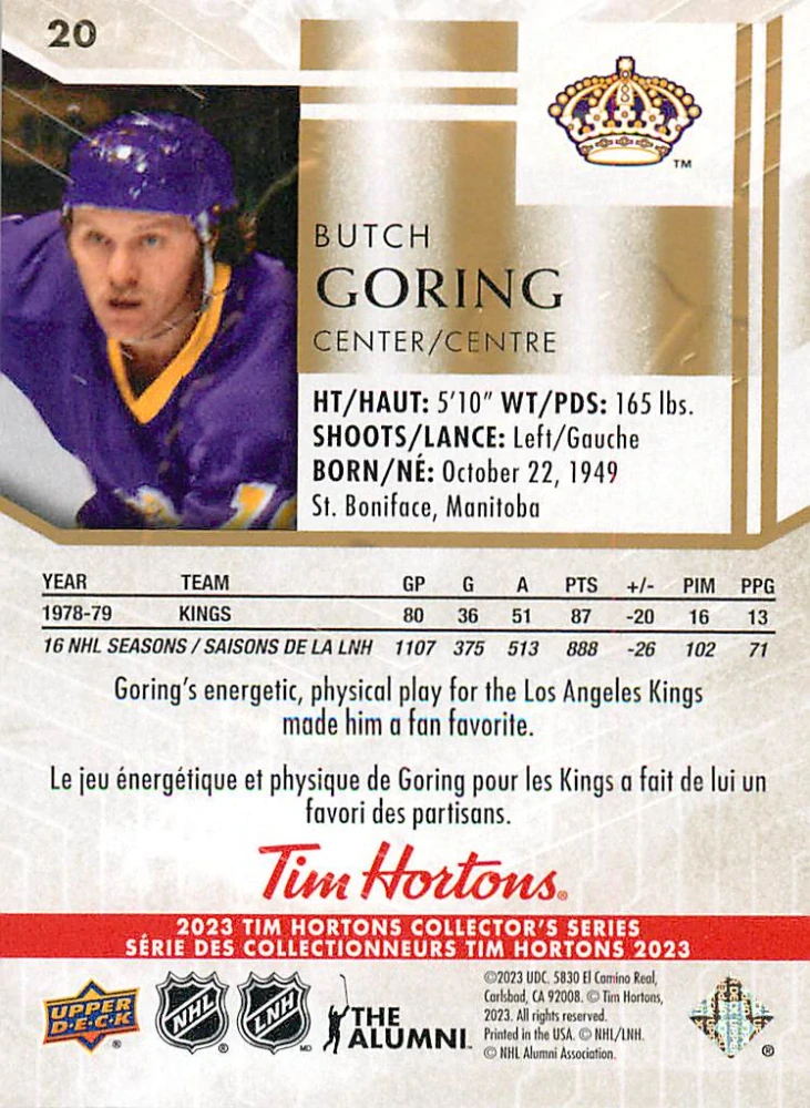 2022-23 UD Tim Hortons Legends - Butch Goring #20