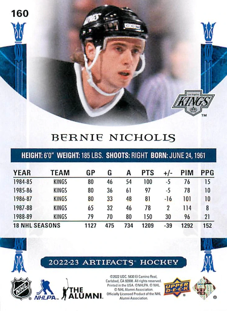 2022-23 UD Artifacts - Bernie Nicholls /599 #160