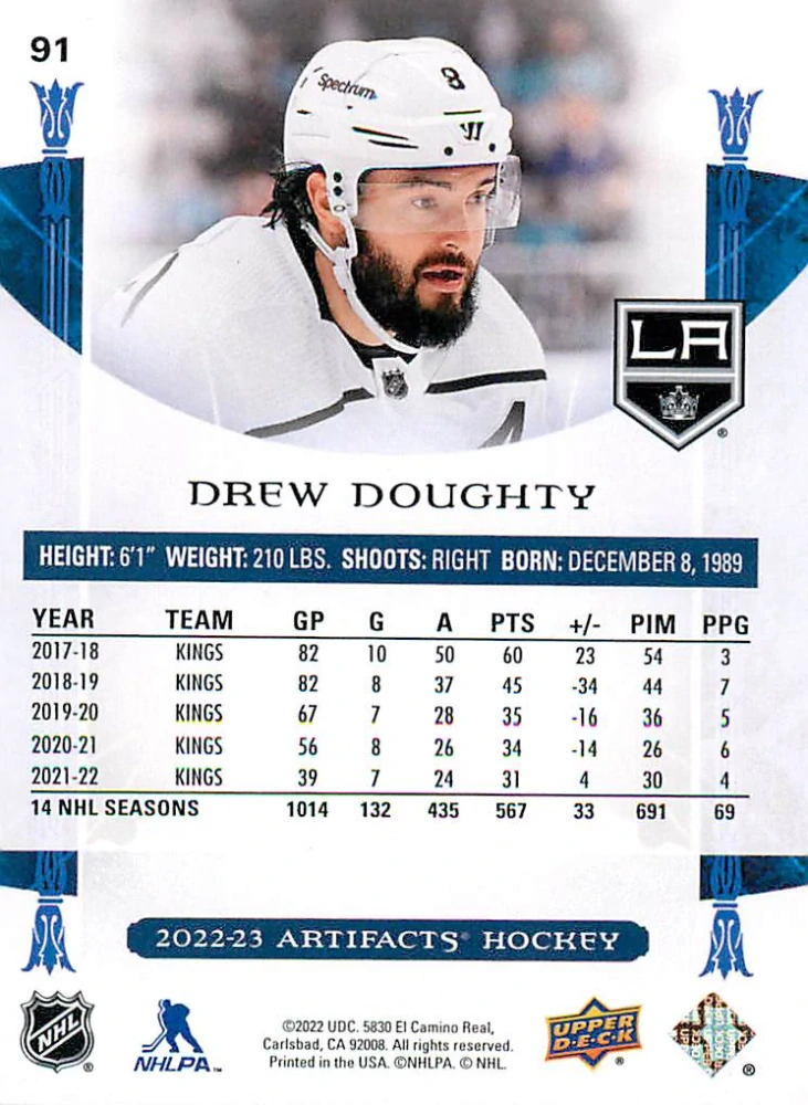 2022-23 UD Artifacts - Drew Doughty - Copper /299 #91