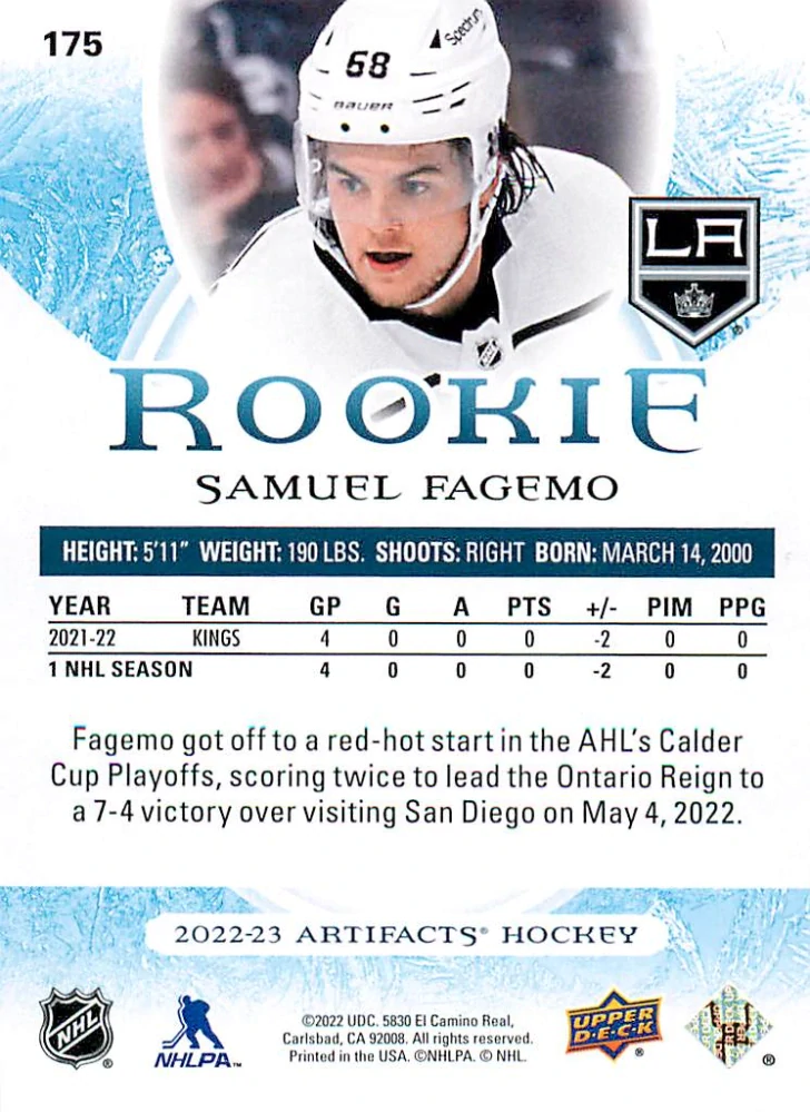 2022-23 UD Artifacts - Samuel Fagemo - Rookie /999 #175