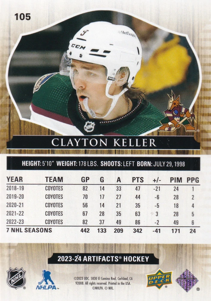 2023-24 UD Artifacts - Clayton Keller - Wood #105