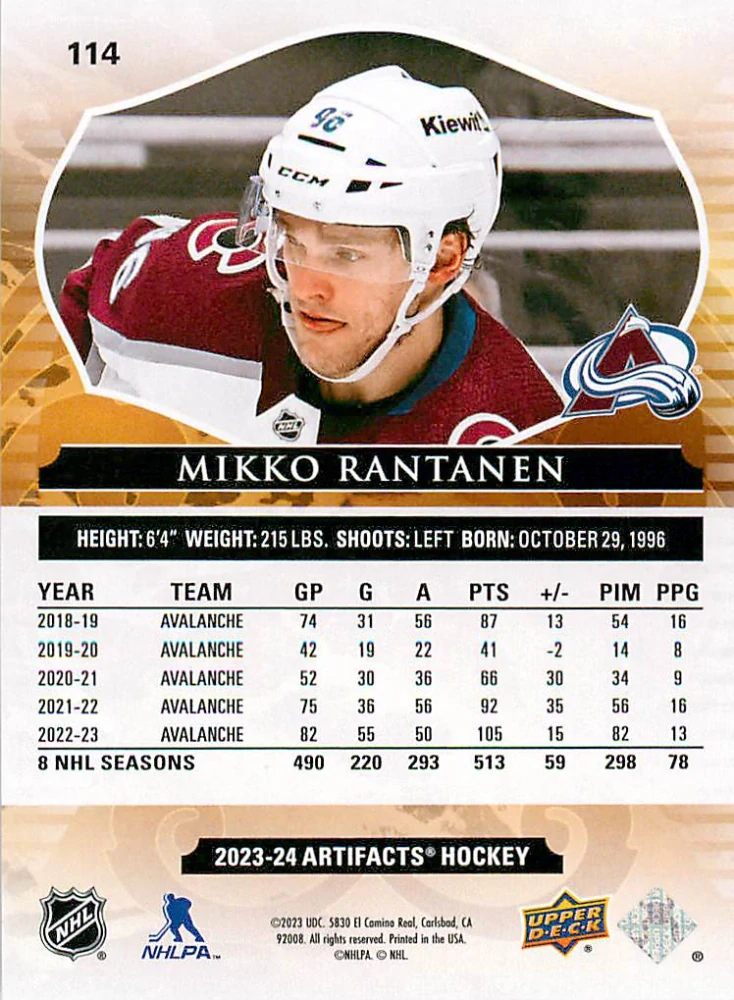 2023-24 UD Artifacts - Mikko Rantanen /599 #114