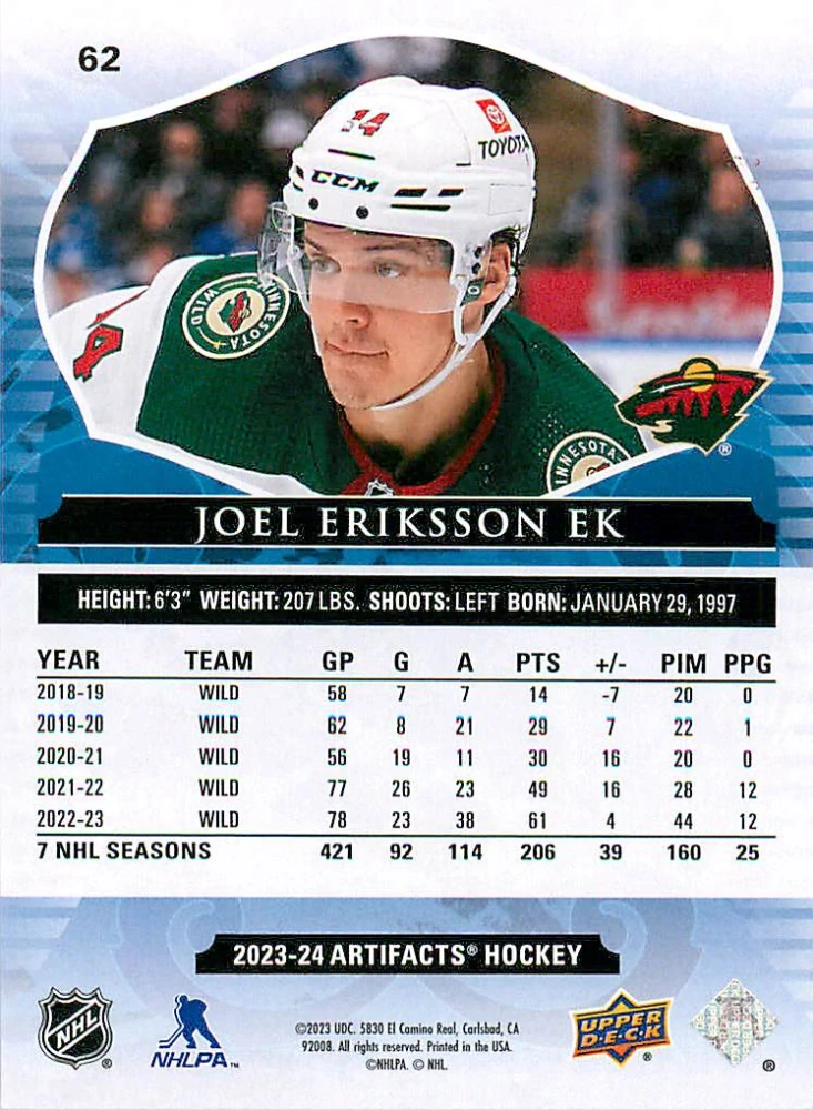 2023-24 UD Artifacts - Joel Eriksson Ek - Ruby /499 #62