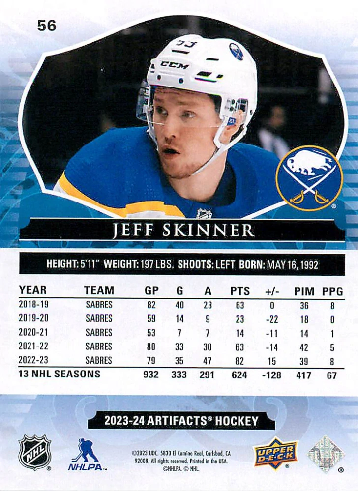 2023-24 UD Artifacts - Jeff Skinner - Autumn /75 #56
