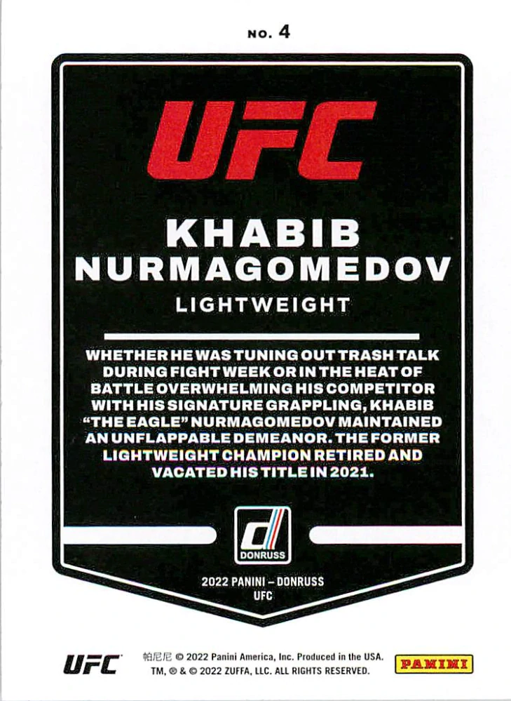 2022 Panini Donruss UFC - Khabib Nurmagomedov #4