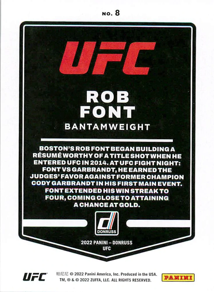 2022 Panini Donruss UFC - Rob Font #8